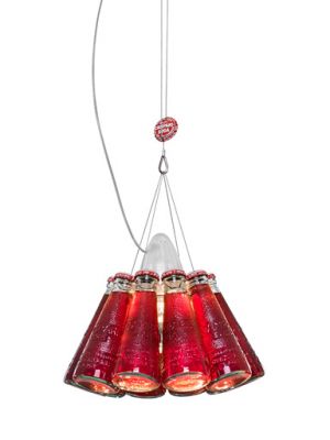 Campari Light Hängeleuchte von Ingo Maurer: Lampe aus Campari Soda Flaschen. Designleuchte.